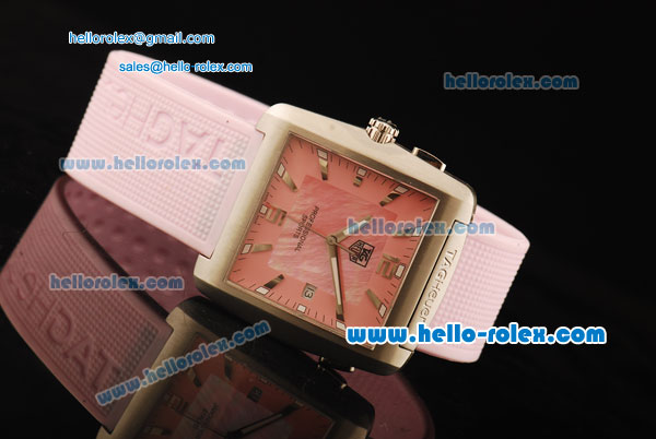 Tag Heuer Professional Sports Quartz Movement Steel Case with Pink MOP Dial and Pink Rubber Strap - Click Image to Close